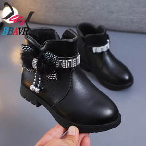 Botas de Invierno para Niñas, Estilo Nuevo, de Media Pantorrilla, Cálidas, de Cuero, con Lazo, Forradas de Algodón y Felpa - Product Image 4