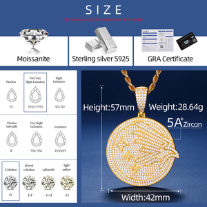 Diseño <span class=keywords><strong>Original</strong></span> Hip Hop fiesta joyería <span class=keywords><strong>para</strong></span> hombre 42mm 925 plata esterlina VVS Moissanite diamante Iced Out Peace <span class=keywords><strong>Dove</strong></span> moneda colgante - Product Image 6