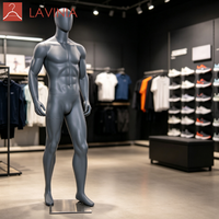 Mannequin homme en fibre de verre gris Lavinia, corps entier debout avec tête, taille personnalisée pour vitrine de boutique