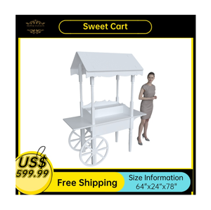 Chariot d'affichage <span class=keywords><strong>de</strong></span> fleurs en bois bon marché en gros chariot <span class=keywords><strong>de</strong></span> bonbons blancs avec roues pour la décoration <span class=keywords><strong>de</strong></span> mariage - Product Image 2