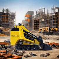 COUGAR Mini Skid Steer Backhoe Loader Front Loader yang Andal, Perkins, Kapasitas Muat 680KG, Penggerak Crawler, Pompa Hidrolik, untuk Konstruksi
