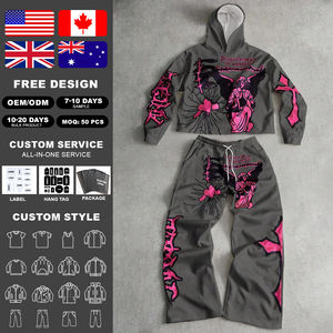 KINGSEN Vente en gros Ensemble sweat à capuche et pantalon de survêtement pour homme en tissu éponge respirant, style streetwear, idéal pour l'hiver - Product Image 1