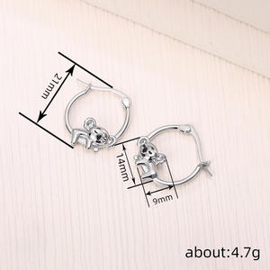 Aretes de Aro con Forma de Koala, Plateados, de Aleación, Unisex, Regalo, Aretes Colgantes de Moda, Color Oro Blanco - Product Image 5