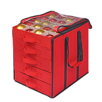 Grandes boîtes de rangement pliables pour décoration de cadeaux de Noël et ornements de Noël avec séparateurs 5 plateaux séparés