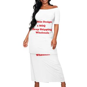 Personalizzato polinesiano samoano Puletasi fiore di ibisco foglia di Monstera stampa da donna abiti Casual mezza manica Top e gonne Set 2 pz - Product Image 5