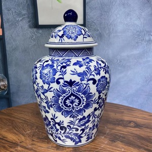 세련된 골동품 파란색과 흰색 사용자 정의 세라믹 항아리 유럽과 미국 스타일 홈 꽃병 장식 - Product Image 3