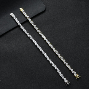 Positive and Negative Heart-shaped Women's Copper Inlaid Zircon <b>Bracelet</b>, Three-claw <b>Love</b> Zircon Tennis <b>Bracelet</b> for Women - Product Image 2