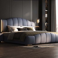 Luxuriöses Modernes High-End-Design Einfaches Prinzessinnen-Doppelbett mit Klappflügeln aus Kiefernholz und Stauraum mit Echtleder-Polsterung