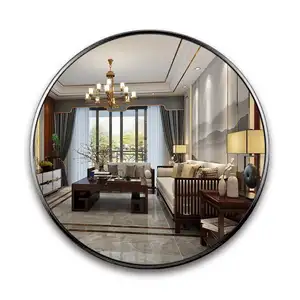 Personalizzato moderno di lusso decorativo grande rotondo antideflagrante in lega di alluminio incorniciato decorazioni per la casa grande specchio montato miroir spiegel