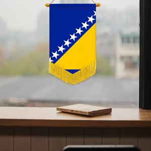 Bandera de Bosnia y Herzegovina con forma de <span class=keywords><strong>escudo</strong></span>, 20*30cm, decoración de borla inferior, adecuada para exposición cultural nacional - Product Image 3