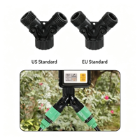 Raccord en Y standard US/UE à 3 voies avec interrupteur séparé pour robinet d'irrigation de jardin, raccord de tuyau en plastique 1 vers 2