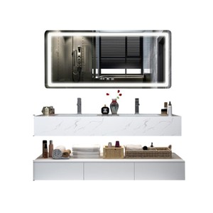 Lavabo double évier en <span class=keywords><strong>bois</strong></span> LED, produit de luxe moderne environnemental, <span class=keywords><strong>salle</strong></span> de bains avec lumière - Product Image 2
