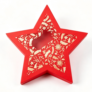 Custom Red Star Shaped Lid and Base Gift <b>Box</b> with Clear Window Rigid Cardboard <b>Christmas</b> Blind <b>Box</b> Mystery Packaging - Product Image 1