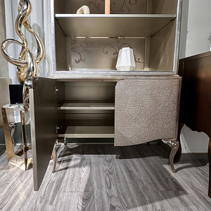 Luxury Custom <strong>French</strong> Art Solid Wood Display Cabinet Handmade Gold Foil Wine Storage <strong>Shelves</strong> for Mansion for Living Room Use - Product Image 4