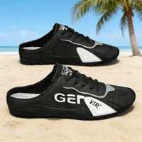 Mules en maille respirantes pour hommes, demi-chaussures décontractées à enfiler, style color block, idéales pour l'été et la plage