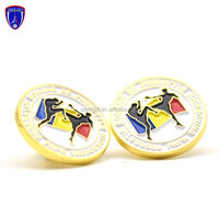 Épinglette personnalisée en or de Taekwondo de Roumanie avec motif drapeau