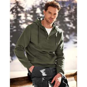 Personnalisé hommes 2025 décontracté mode XL taille automne/hiver quart cordon de serrage à capuche pull bouton hiver chemise à capuche poche solide - Product Image 6