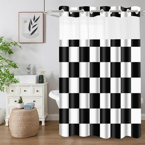 <span class=keywords><strong>Rideau</strong></span> <span class=keywords><strong>de</strong></span> <span class=keywords><strong>douche</strong></span> double grand format 71x75 pouces, personnalisable, 100% polyester, impression numérique à carreaux, imperméable, écologique, léger - Product Image 1
