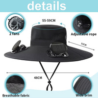 Chapeau de soleil portable avec ventilateur solaire pour le camping, la pêche, la randonnée, le parasol solaire avec ventilateur adapté