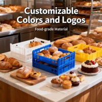 Caisses à pain en plastique pliables et empilables de qualité alimentaire, robustes, pour le stockage de pâtisseries, gâteaux, pains, logistique et emballage