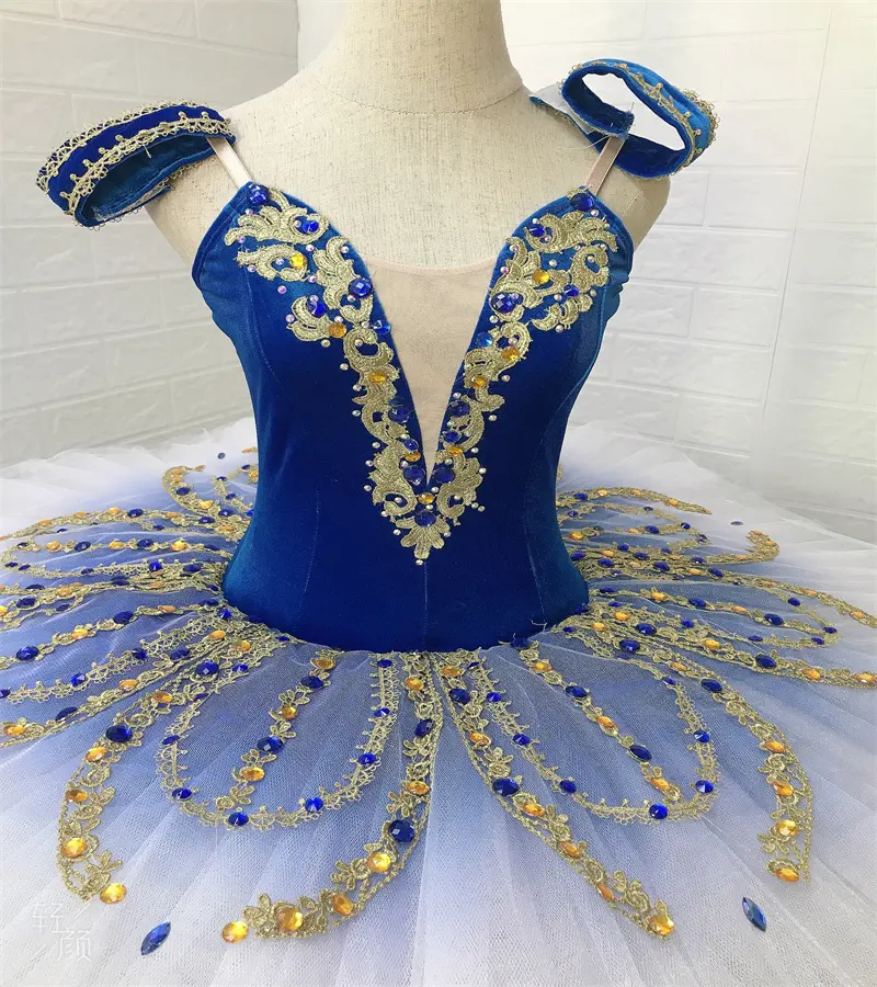 新しいロイヤルブルーレオタードバレエチュチュスカート女の子のためのプロのバレエ衣装。新しいTUTU-32