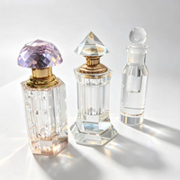 Ensemble de flacons d'attar en cristal K9 transparent de luxe, 3 styles de flacons d'huile de parfum Oud octogonaux avec logo personnalisé