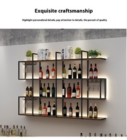 Étagère à vin murale créative en fer avec éclairage, présentoir à vin rouge transparent, style panneau en bois massif, mobilier de maison 30-39
