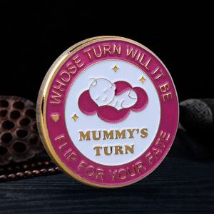 Оптовая продажа, мягкие эмалированные монеты для начинающих родителей, золотые серебряные металлические детские монеты, УФ, черный никель «мама папа» - Product Image 4