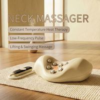 Masseur de cou électrique multifonctionnel rechargeable par USB OEM avec chaleur, lumière rouge, vibration, impulsions, 7 points de massage et contrôle de la minuterie