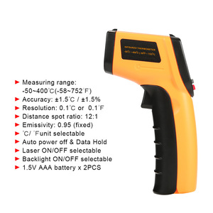 Thermomètre infrarouge GM320 -50 à 400°C, pistolet de mesure de température numérique sans contact pour usage industriel et en cuisine - Product Image 4