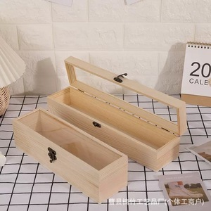 Wooden Storage <b>Box</b> With <b>Lock</b> Rectangular Natural Wood Color Covered Jewelry <b>Box</b> Decorative Storage Boxes - Product Image 2