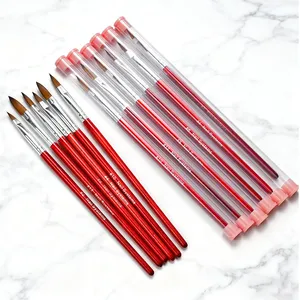 1/6pcs Kolinsky Acrylic Nail Brush #2/4/6/8/10/12 Round <b>Head</b> Kolinsky Crystal Pen Manicure Flower 3D Builder Carving Pen Tools - Product Image 1