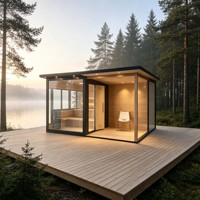 Sauna Comercial para Varias Personas, Casa de Spa de Madera para Exteriores, con Vidrio Resistente a Altas Temperaturas, Sauna Grande