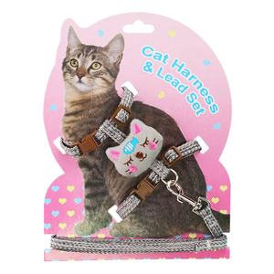 Arnés de algodón de nailon de tejido duradero para mascotas, chaleco a prueba de <span class=keywords><strong>escape</strong></span> para perros pequeños, conjunto de correa de arnés de pecho para gatos con cuello de patrón a cuadros - Product Image 5