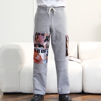 Nouveau design – Pantalon streetwear léger pour homme, taille mi-haute, style hip-hop, avec patchs tapisserie et motif tissé