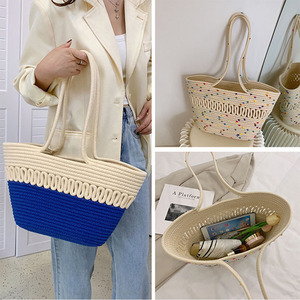 Bolsa de Playa de Paja Personalizada, Impermeable, de Gran Capacidad, para Mujer, Tipo Canasta, en Oferta - Product Image 3