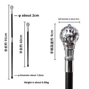 Argent tête creuse Lolita bâton de marche <span class=keywords><strong>Manga</strong></span> exposition métal Gentleman Cosplay personnel créatif gravure poignée coulée armure - Product Image 2