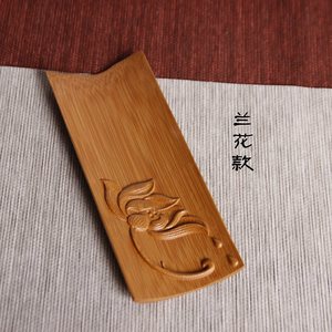 Cuillère à thé artisanale en bambou, forme plate, design sculpté, pour cérémonie du thé, origine Anji - Product Image 4