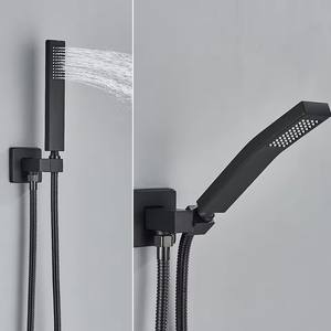 Robinet <span class=keywords><strong>de</strong></span> douche mural noir mat pour salle <span class=keywords><strong>de</strong></span> bain 8/10/12/<span class=keywords><strong>16</strong></span> pouces mitigeur d'eau chaude et froide mélangée avec pulvérisateur à main - Product Image 5