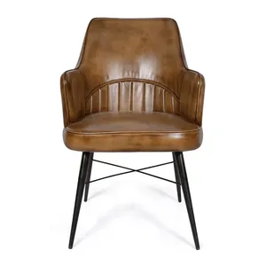 <span class=keywords><strong>Fauteuil</strong></span> de salle à manger industriel en similicuir <span class=keywords><strong>marron</strong></span> <span class=keywords><strong>foncé</strong></span> avec pieds en métal - Product Image 5