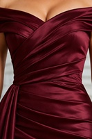 Robe de soirée personnalisée en gros, style épaules dénudées, décolleté cœur, froncée, drapée, avec traîne, longueur ras du sol, directement de l'usine