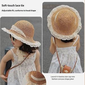 Chapeaux pour enfants : Chapeaux de paille légers d'été pour filles, chapeaux canotiers respirants d'été pour filles, chapeaux de princesse élégants pour bébés - Product Image 4