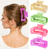 Pinces à cheveux carrées moyennes de 8,5 cm, motif marbré, en plastique, maintien solide, antidérapantes, pinces à cheveux de fête pour femmes