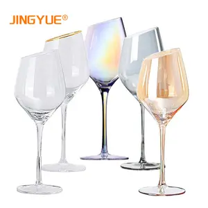JINGYUE Wuhan 2021 yeni varış lüks el yapımı kırmızı şarap kadehleri gökkuşağı şampanya flüt gözlük düğün parti için