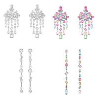 Pendientes de Mujer Elegantes con Circonitas, Estilo Clásico Vintage de Lujo, Cómodos de Usar para Todos los Eventos Importantes