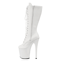 Chaussures de pole dance OEM 20 cm (8 pouces) au-dessus du genou, bottes de strip-teaseuse en cuir PU, à lacets, avec fermeture éclair latérale, chaussures de danseuse exotique
