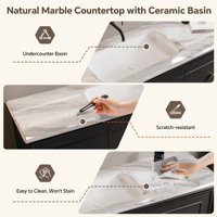 Meuble de salle de bain rétro français en bois massif avec miroir intelligent et rangement, idéal pour hôtels et villas, fixation murale, résistant à l'eau, design élégant