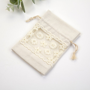 ถุงผ้าปอกระเจาผ้าใบสีขาวพิมพ์ลายสีทึบพร้อมเชือกผูกปากถุงผ้าโปร่งสำหรับห่อของขวัญ - Product Image 6