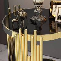 Meuble moderne classique à finition brillante, bureau de style Soho, table console en verre de luxe