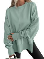 Sudadera Holgada Estampada Transpirable para Mujer, Otoño/Primavera, con Hombros Caídos y Aberturas Laterales, Estilo Urbano, Venta al por Mayor